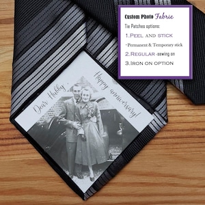 Personalized Custom Photo Dad Tie patch, Father of the Bride ,Father of the Groom, Thank You Dad Wedding Anniversary, Fathers Day Gift Label