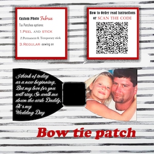 Personalized Custom Photo Dad Bow tie patch, Father of the Bride ,Father of the Groom, Thank You Dad Wedding Anniversary, Fathers Day Gift