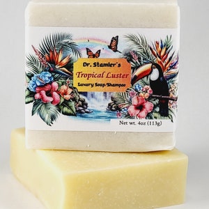 Tropical Luster with Jojoba  Soap/Shampoo Bar for Sensitive Skin-100% Organic Oils and Butters