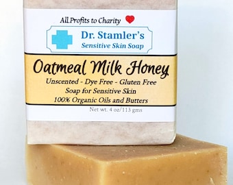 Oatmeal Milk Honey Soap for Sensitive Skin-100% Organic and Gluten Free