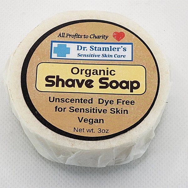 Organic Shave Soap for Men and Women Fragrance-Free Dye-Free Vegan