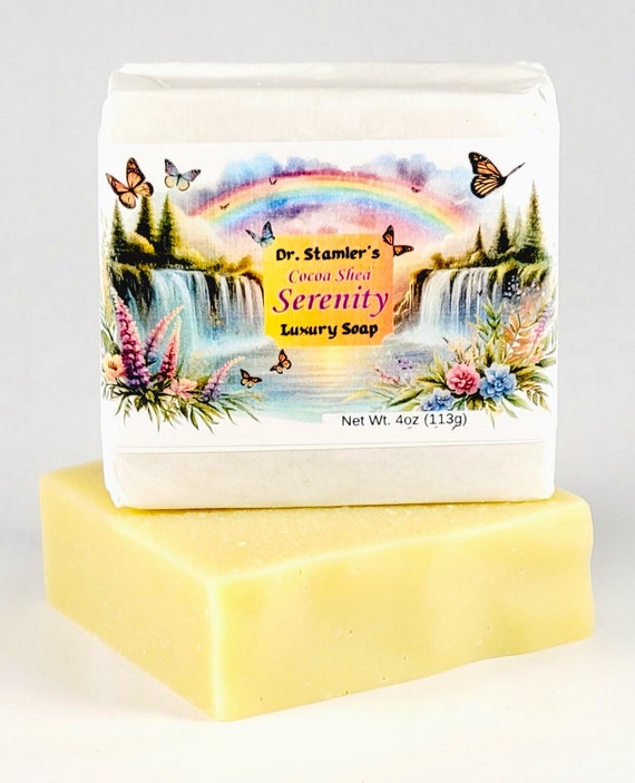 Cocoa Shea Serenity--Cocoa and Shea Butter Sensitive Skin Soap--100% Organic Oils and Butters, Unscented, Gentle, Hypoallergenic
