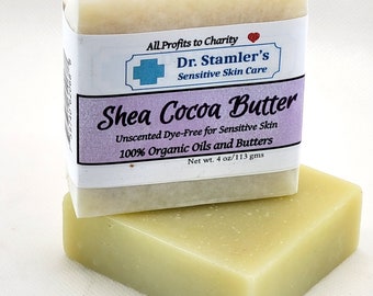 Shea Cocoa Butter Sensitive Skin Soap--100% Organic Oils and Butters