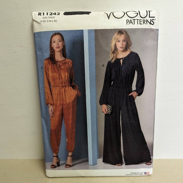 Vogue Patterns Palazzo Jumpsuit R11242 Size A XS S M L XL Misses Sewing New