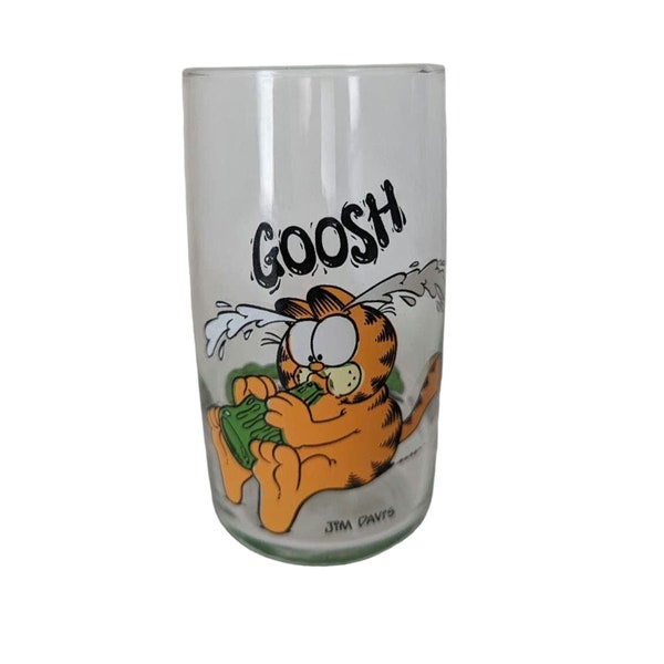 1978 Garfield Goosh Drinking Glass Vintage Juice Cup 80s Kids 70s Jim Davis Comics Orange Cat Soda Pop Cola Funny Retro Gift Fathers Day Dad