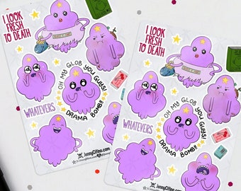 MINI SET Lumpy Space Princess Inspired Sticker Set 2. Illustration, Planner, Journal, Adventure Time, LSP, Duchess Gummybuns, Candy Kingdom