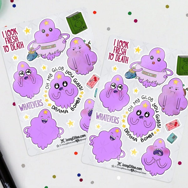 MINI SET Lumpy Space Princess Inspired Sticker Set 2. Illustration, Planner, Journal, Adventure Time, LSP, Duchess Gummybuns, Candy Kingdom