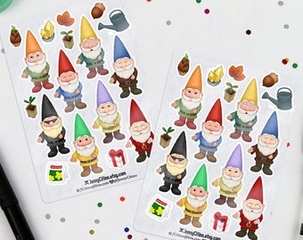 MINI SET Gnomes Animal Crossroads New Horizies Inspired Sticker Sheet. Illustration, Planner, Journal, Santa, Animal Village, Gardening,Game
