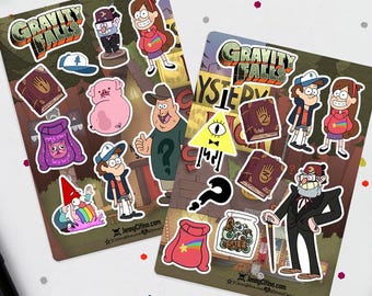 MINI SET Gravity Falls Inspired Sticker Sheet 1. Illustration, Planner, Journal, Cartoon, Dipper Mabel Pines Grunkle Stan Soos Mystery Shack