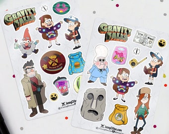 MINI Gravity Falls Inspired Sticker Sheet Set 2. Illustration, Planner, Journal, Cartoon, Dipper Mabel Pines, Grunkle Stan, Mystery Shack