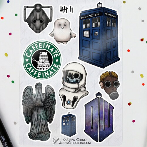 Doctor Who Inspired Sticker Sheet. Illustration Planner - Etsy