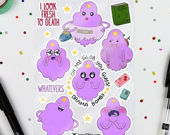 Lumpy Space Princess Inspired Stickers Set 2. Illustration, Planner, Journal, Adventure Time, Cartoon, LSP, Duchess Gummybuns, Candy Kingdom