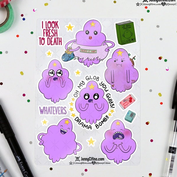 Lumpy Space Princess Inspired Stickers Set 2. Illustration, Planner, Journal, Adventure Time, Cartoon, LSP, Duchess Gummybuns, Candy Kingdom