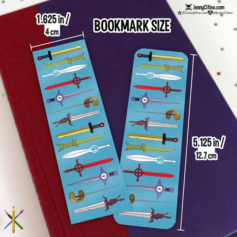 Adventure Time Finn Swords Inspired Bookmark. Illustration, Planner, Journal, Cartoon, Finn Jake Demon Blood Weapon Golden Sword Knife image 5