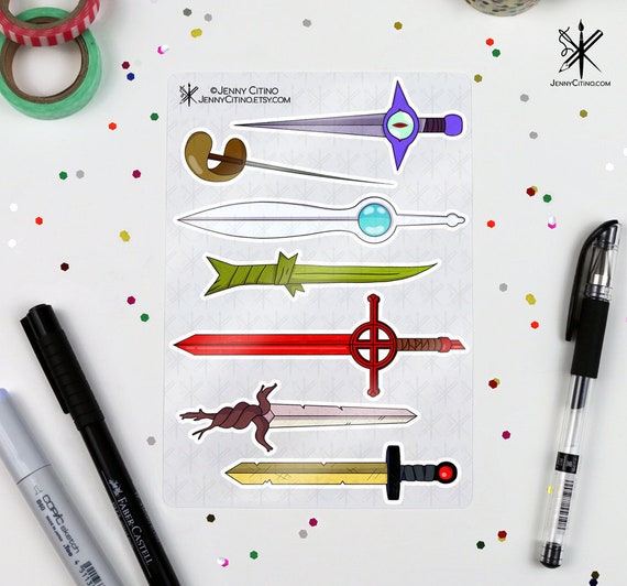 Adventure Time Finn Zwaarden Geinspireerd Sticker Sheet Etsy