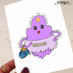 Carte de voeux inspirée de la princesse de l'espace grumeleuse. Illustration, Adventure Time, LSP, Duchess Gummybuns, Carte d'anniversaire, Vacances