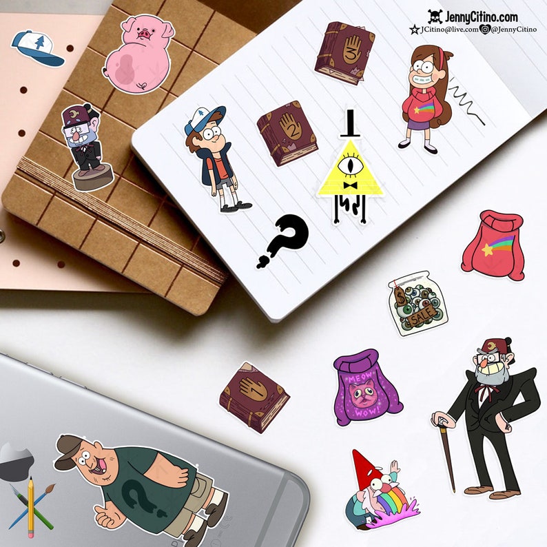 MINI SET Gravity Falls Inspired Sticker Sheet 1. Illustration, Planner ...
