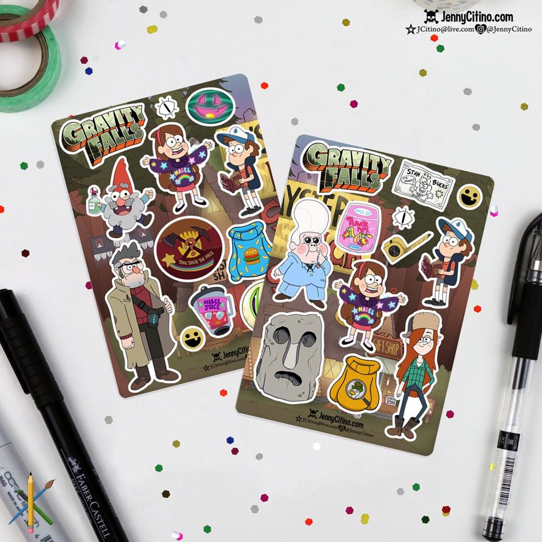 MINI Gravity Falls Inspired Sticker Sheet Set 2. Illustration, Planner ...
