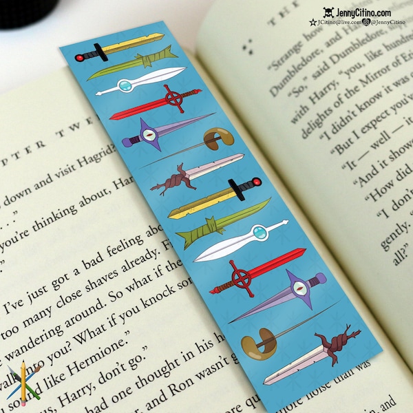 Adventure Time Finn Swords Inspired Bookmark. Illustration, Planner, Journal, Cartoon, Finn Jake Demon Blood Weapon Golden Sword Knife