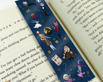 The Nightmare Before Christmas Inspired Bookmark. Illustration Planner Journal Jack Skellington Oogie Boogie Sally Zero Halloween