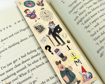 Gravity Falls Inspired Bookmark. Illustration, Holder, Planner, Journal, Cartoon, Dipper Mabel Pines Grunkle Stan Soos Mystery Shack Bill