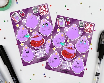 MINI SET de pegatinas inspiradas en la Princesa Grumosa. Ilustración, agenda, diario, Hora de Aventuras, LSP, Duchess Gummybuns, Candy Kingdom