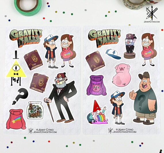 BUNDLE Gravity Falls Inspired Sticker Sheet. Illustration | Etsy