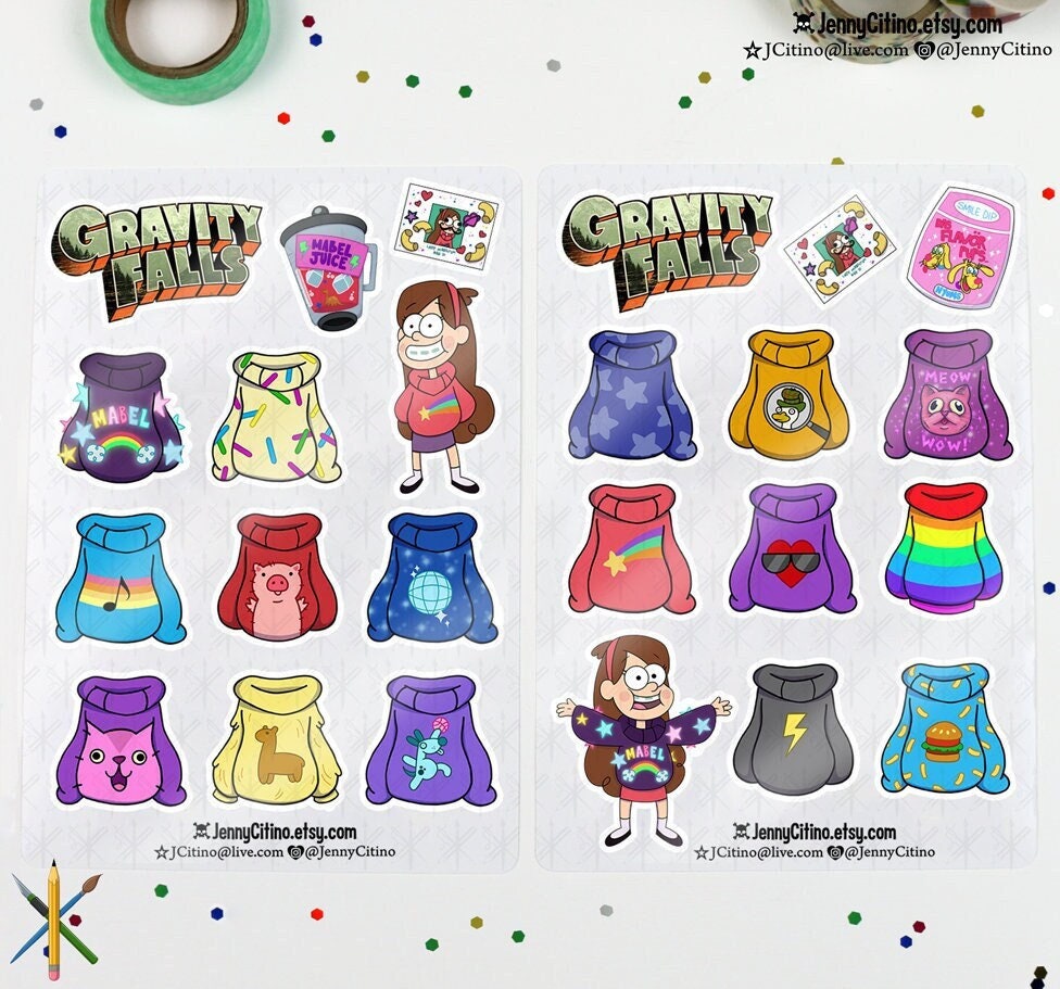 Gravity Falls Geïnspireerd Sticker Sheet Set 3. Illustratie - Etsy België