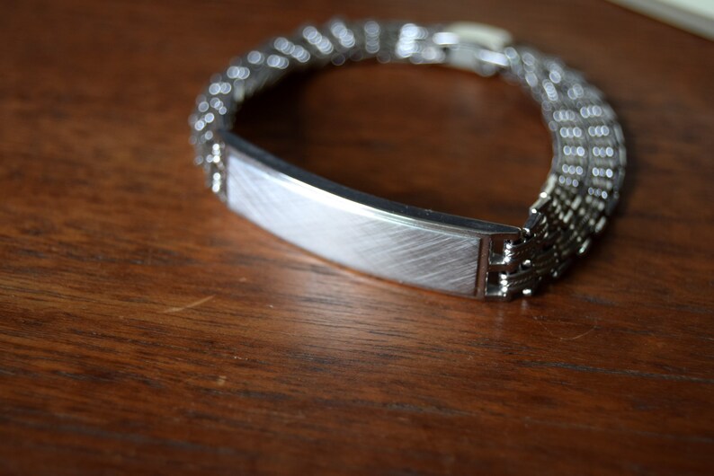 Vintage Speidel USA Womens ID Bracelet Silver Tone Textured Etsy
