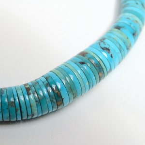 Vintage Turquoise Heishi Bead Necklace, Graduated Disc Bead 19 Necklace, Southwestern Jewelry image 2