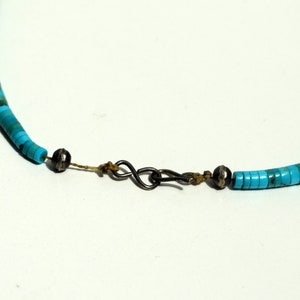 Vintage Turquoise Heishi Bead Necklace, Graduated Disc Bead 19 Necklace, Southwestern Jewelry image 6