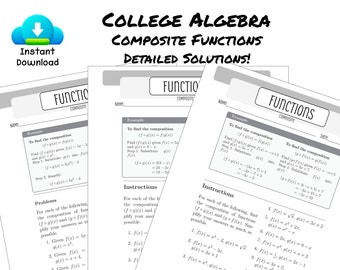 Composite Functions Mastery Worksheets: Detailed Solutions Edition - STEM Math Resource PDF