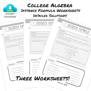 Algebra Abstandsformel Arbeitsblätter mit detaillierten Lösungen - STEM Math Ressourcen PDF