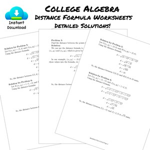 Algebra Distance Formula Worksheets With Detailed Solutions - STEM Math ...