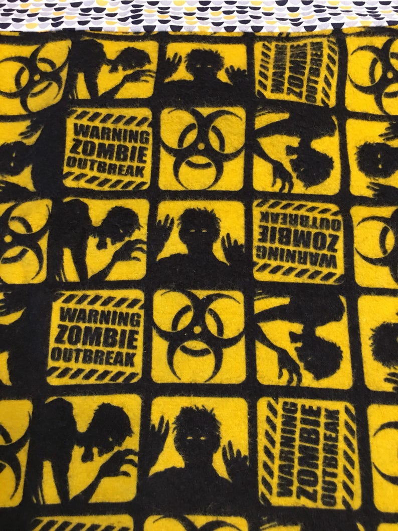 zombies bedding pillow Zombie Outbreak themed pillowcase yellow /& black