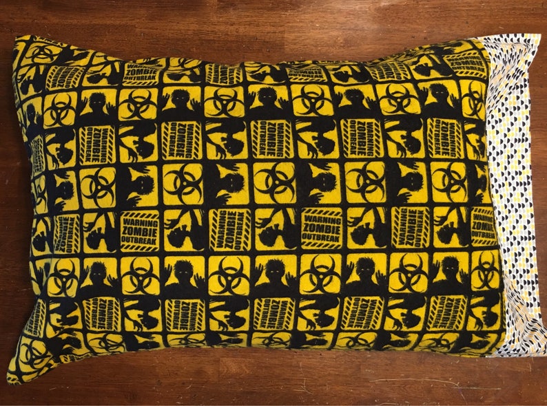 zombies bedding pillow Zombie Outbreak themed pillowcase yellow /& black