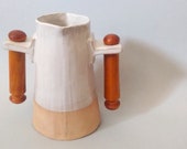 Handmade pitcher, pottery,double handle