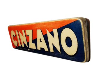 Cinzano - annonce vintage - cadeau. pour. hommes. femmes - affiche - déco - art mural - fait à la main - Papier de bois artisanal - art mural - bois