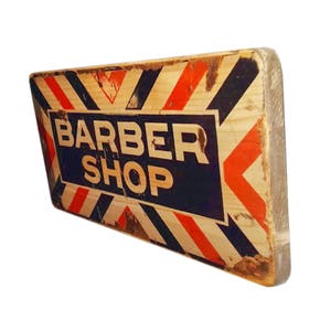 Barber shop sign - wood print - gift - for - men - women - friend - birthday - christmas - vintage ad - poster art - beard - haircut