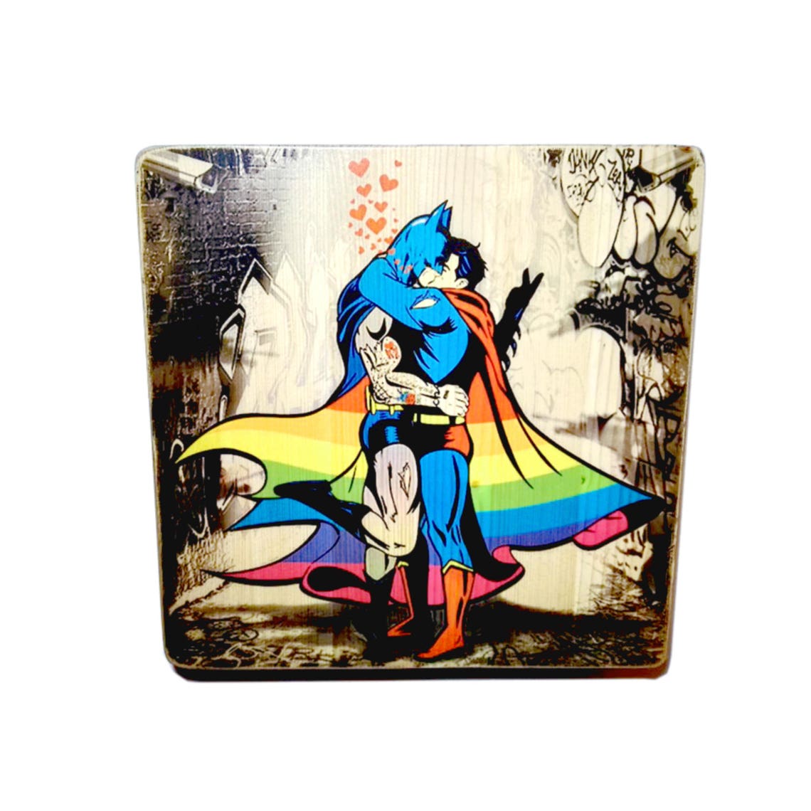 Batman Gay Print Gay Kiss Comic Superman Poster Etsy 