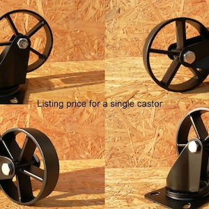 Industrial furniture swivel metal castors casters wheels vintage 8,9 cm black 