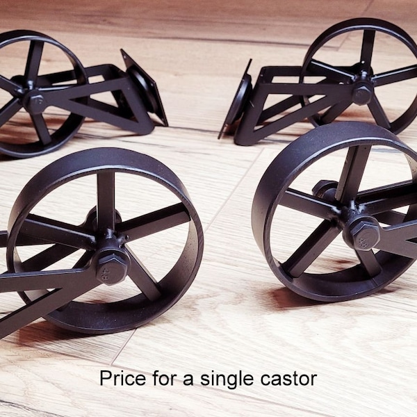 Industrial furniture swivel metal castors casters caster wheels coffee table 5 star black 9 cm