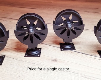 Industrial furniture swivel metal castors casters caster wheel coffee table wheels vintage 13 cm black flower T2