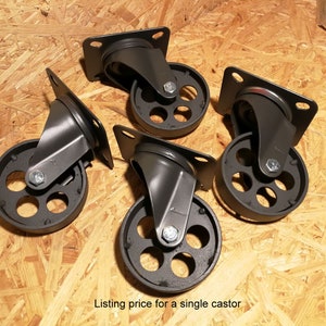 Industrial furniture swivel metal castors casters caster wheels coffee table wheels circle graphite 7,6 cm image 1