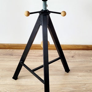 Industrial furniture oak bar stool barstool adjustable hocker tripod image 4