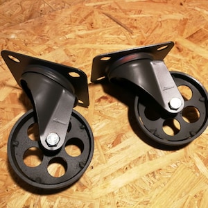 Industrial furniture swivel metal castors casters caster wheels coffee table wheels circle graphite 7,6 cm image 2