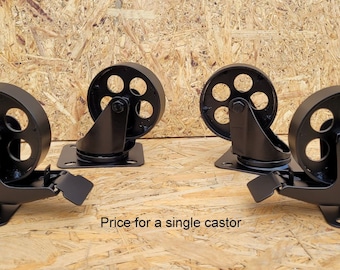 Industrial furniture swivel metal castors casters caster wheel coffee table wheels circle black brake 9 cm