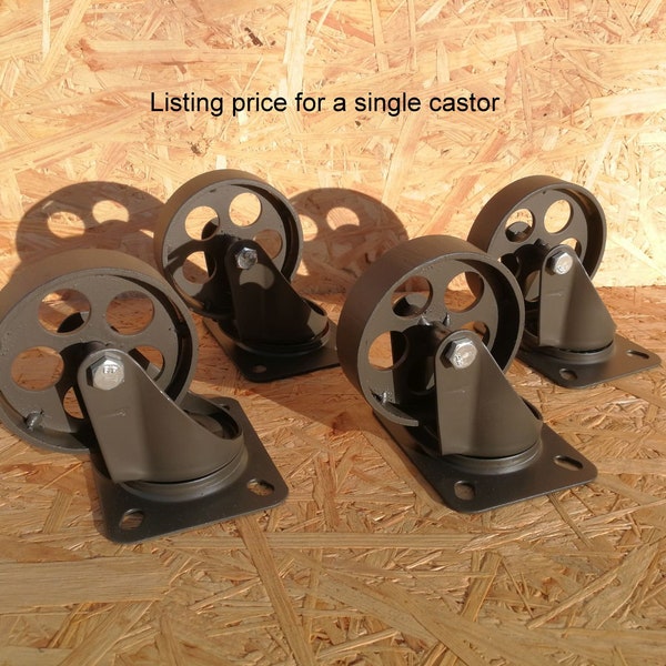 Industrial furniture swivel metal castors casters caster wheel coffee table wheels circle graphite 8,9 cm