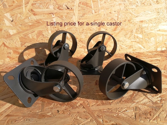 Industrial furniture metal castors casters wheels 8,9 cm black circle T 