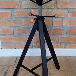 Industrial furniture oak bar stool barstool adjustable hocker tripod image 5